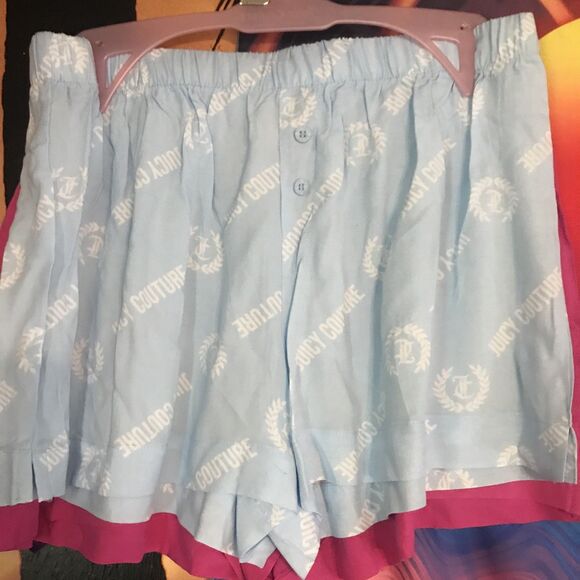 JUICY COUTURE Women's 2 Pack Sleepwear Bling Shorts Medium Pink & Blue Free Ship - Picture 5 of 6